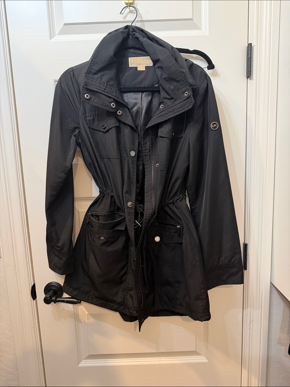 Michael Kors Black Utility Anorak with Drawstring Waist